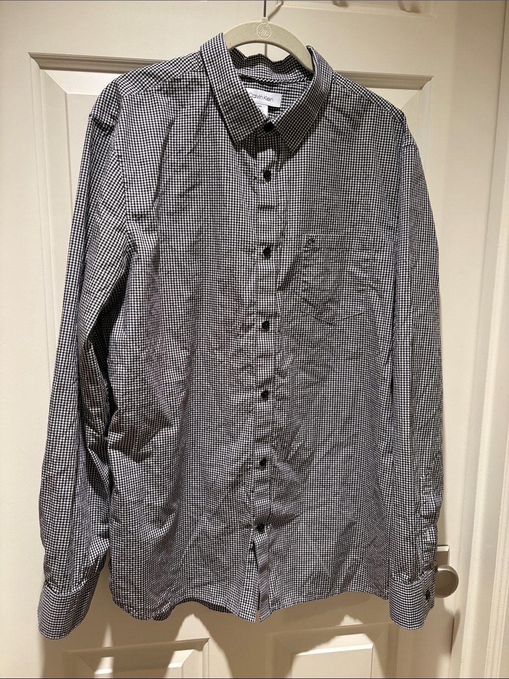Calvin Klein Men's Navy & White Mini Gingham Button-Up Shirt